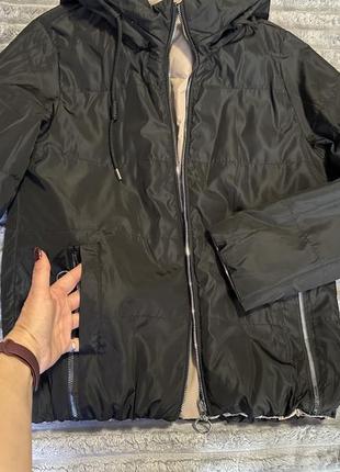 Двухсторонняя куртка, черная- беж, утеплитель 150