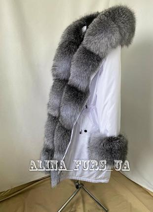 Тепла зимова парка з максимально багати хутром блюфрост + манжети,42-60 р.р.