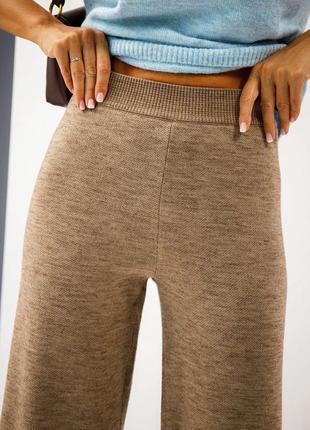 Женские бежевые вязаные брюки-кюлоты с добавлением шерсти и мохера на резинке, большие размеры 46-48, 50-527 фото