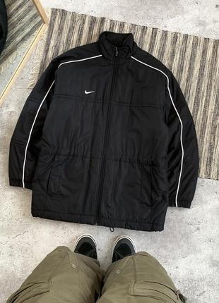 Vintage nike swoosh jacket винтаж мужская куртка парка ветровка найк свуш черная оригинал размер м