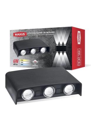 Светильник светодиодный настенный maxus mwl 6w 3cct ip65 bl square