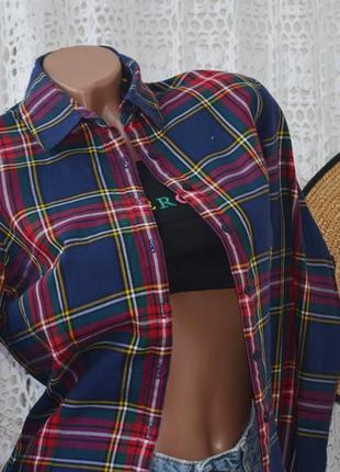 6/xs-s модная натуральная фирменная женская фланелевая рубашка клетка Tommy hilfiger3 фото