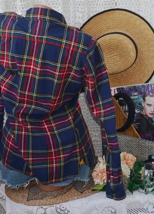 6/xs-s модная натуральная фирменная женская фланелевая рубашка клетка Tommy hilfiger4 фото