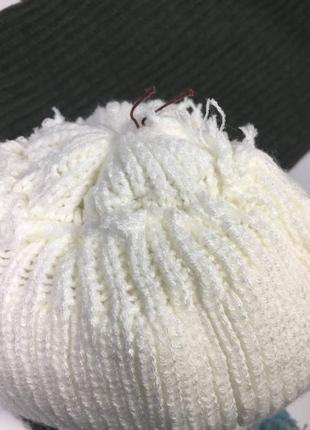 Шапка женская зима вязанная теплая ажурная белая 50% шерсть 50% акрил с14065 фото