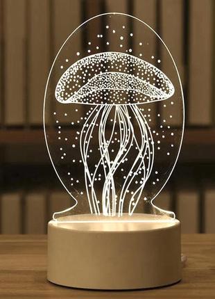 Акрилова светодиодная лампа для дома "медуза" / детский ночник
