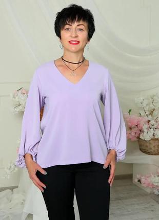 Женская блузка с объемными рукавами  размеры 46-56