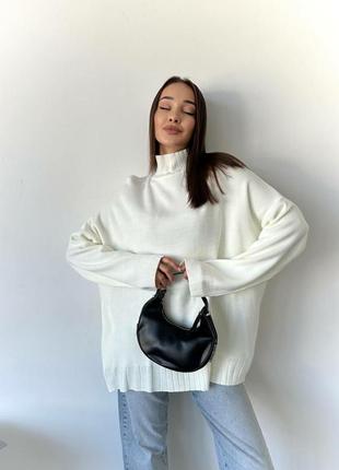 Оверсайз свитер туречки ⚜️ премиум свитер с горловиной в белом цвете 🍂 хит сезона осень 2023