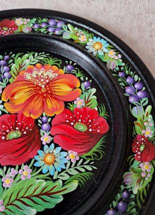 Декоративна тарілка з петриківським розписом4 фото