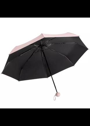 Мини зонт в футляре от дождя и солнца с защитой от ультрафиолета, цвет оранжевый. диаметр 96 см унисекс7 фото