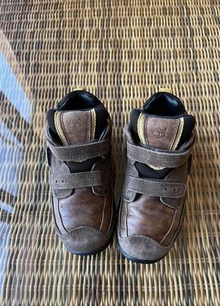Кожаные ботинки timeberland оригинальные коричневые на липучках2 фото