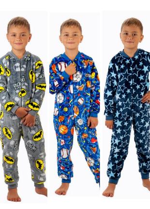 Теплый махровый комбинезон пижама бетмен, звезды, мячики, теплая пижама, теплый комбинезон пижама для мальчика бэтмен, сьезды, мячики1 фото