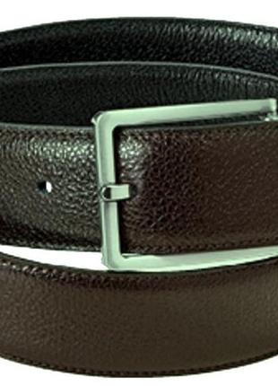 Двухсторонний мужской кожаный ремень для брюк boccaccio темно-коричневый nia-mart