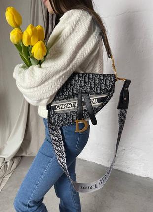 Christian dior saddle silver monogram   сумка текстиль люкс