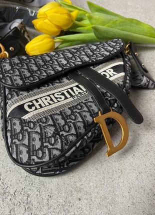 Christian dior saddle silver monogram   сумка текстиль люкс2 фото