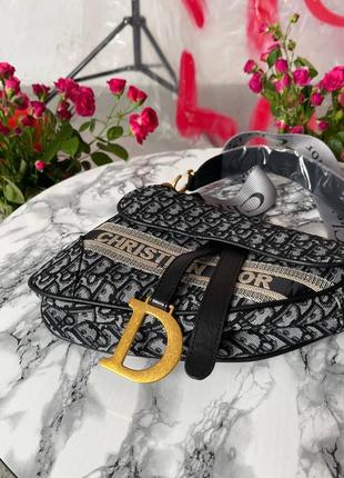 Christian dior saddle silver monogram   сумка текстиль люкс5 фото