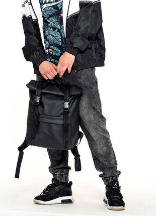 Шкіряний рюкзак ролтоп roller чоловічий для ноутбука міський спортивний портфель6 фото
