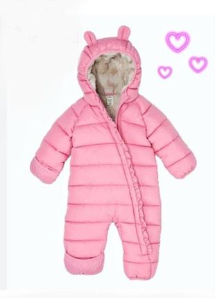 Новый зимний комбинезон на меху с забавными ушками бренда lily & dan u9 6-9 eur 74