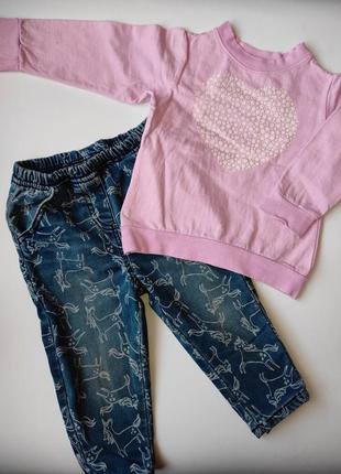 Джинсы теплые на резинке, на девочку в пони, лошадки, фирменные утеплённые штаны, джеггинсы, оригинал