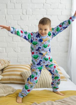 Піжама для хлопчика  утеплена динозаври  (світшот + штани) 110-116 см2 фото