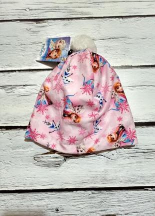 Шапка дитяча осіння на дівчинку шапочка на осінь на флісі фрозен холодне серце ельза анна олаф1 фото