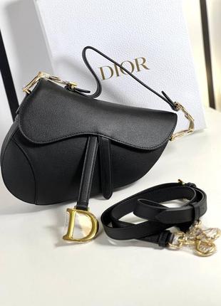 Сумка женская кожаная черная брендовая в стиле dior седло