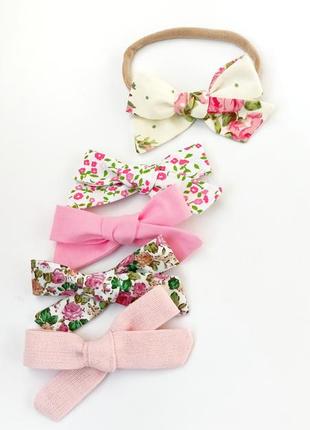 Повязка с бантом, с бантиком, one size, повязка для новорожденных, подходит нас любого возраста.