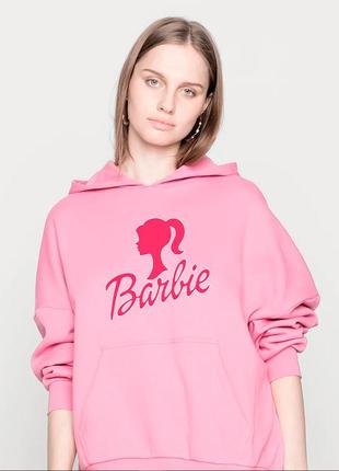 Женская розовая теплое худи с принтом barbie. барби s-xl