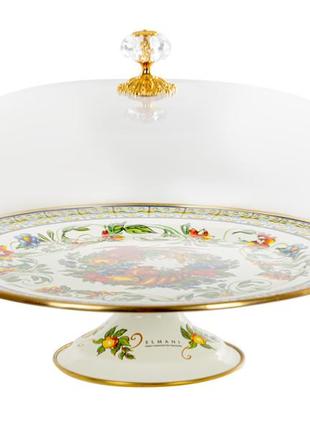 Тортовщица elmani vitaly эмалированная с крышкой на ножке d30см (763-022)
