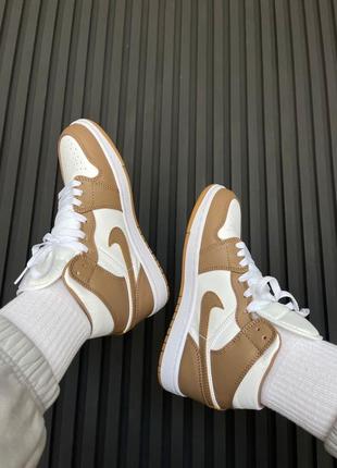 Nike air jordan 1 retro beige6 фото