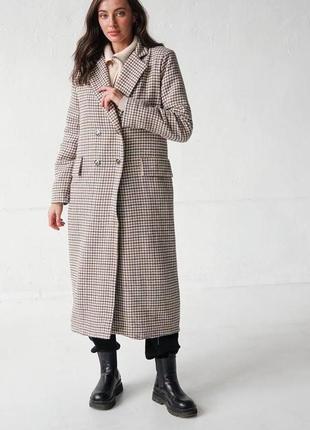 Тепла осіннє пальто жіноче подовжене кашемір із підкладкою 100 розміри норма й батал