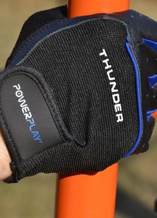 Перчатки для фитнеса и тяжелой атлетики powerplay 9058 thunder черно-синие s5 фото