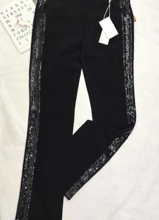 Valentino брюки черные расшитые паетками карманы штаны3 фото