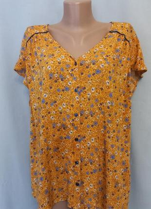 Легкая блуза в цветочек, большой размер  №12bp