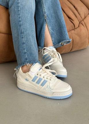Кожаные кроссовки adidas forum white/blue. все размеры.