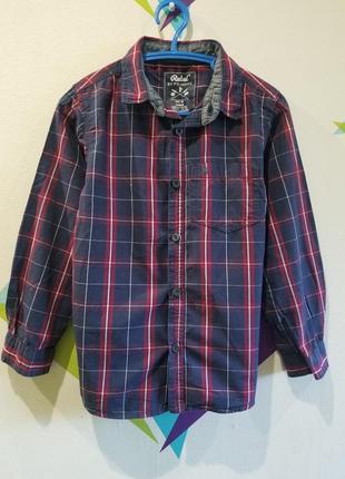 Рубашка в клетку с длинным рукавом 6-7 лет