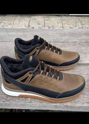 Зимові чоловічі шкіряні кросівки, черевики на хутрі ек