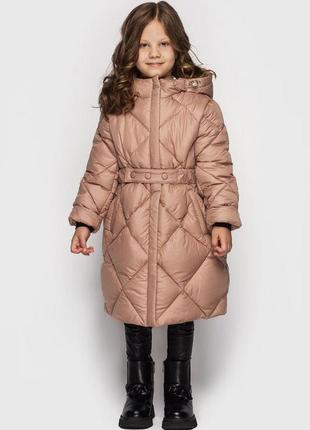 Якісне дитяче зимове пальто зі стьобаної плащової тканини для дівчинки