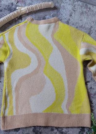 Бежевый в анамалистический желто-белый принт, свитер 🔹полувер pepco(36-38 размер)2 фото