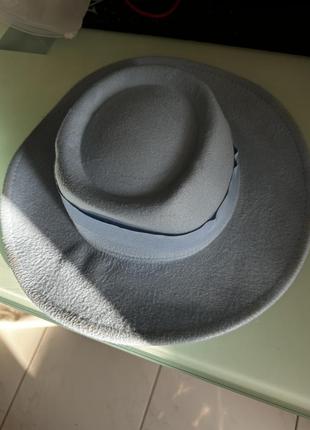 Широкопола шляпа капелюх голубий4 фото