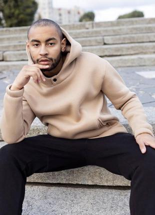 Утепленное худи, байка, оверсайз, тёплое худи свободного кроя