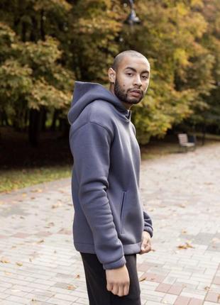 Утепленное худи, байка, оверсайз, тёплое худи свободного кроя