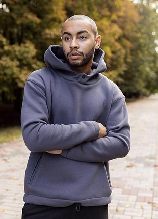 Утепленное худи, байка, оверсайз, тёплое худи свободного кроя