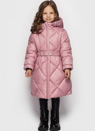 Красивое детское стеганое пальто на зиму для девочки
