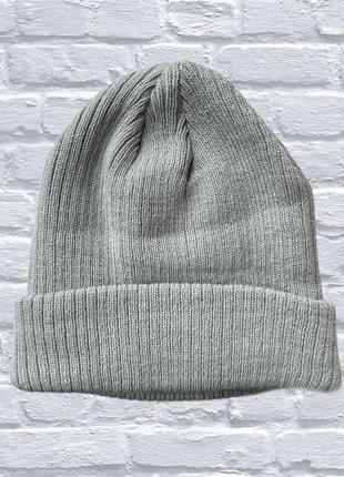 Серая шапка для мальчика двойная 4-5 лет