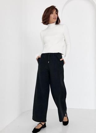 Женские брюки-кюлоты с высокой талией8 фото