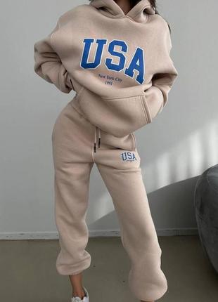 Теплий спортивний костюм на флісі usa
