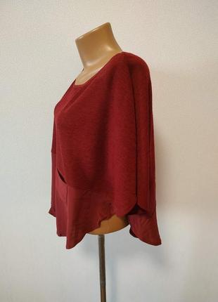 Бордовая блуза-пончо свободный фасон6 фото