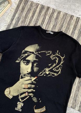 Vintage 2pac rap tee винтаж мужская футболка черная тупак шакур с принтом рэп скейт в стиле y2k eminem wu tang размер l3 фото