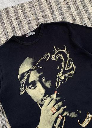 Vintage 2pac rap tee винтаж мужская футболка черная тупак шакур с принтом рэп скейт в стиле y2k eminem wu tang размер l4 фото