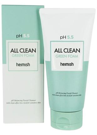 Очисна пінка для вмивання heimish all clean green foam ph 5.5 150 ml